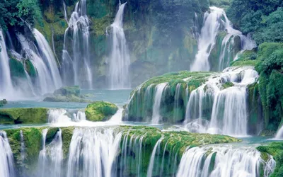 Serene Natural Cascading Waterfalls Nature Wallpaper 4K 1920x1200 Hd, Pc, Desktop, Wallpaper, Featuring, A, Serene, Natural, Scene, Cascading, Waterfalls, Surrounded, White, Ultrawide, Full HD