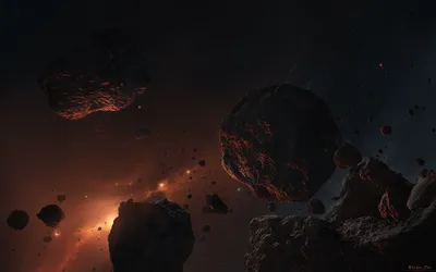 Vibrant Sci Wallpaper Space Wallpaper 4K 2560x1600 Hd, Sci-fi, Desktop, Wallpaper, Featuring, A, Dramatic, Scene, Large, Asteroids, Floating, Dark, Orange, Brown, Ultrawide, QHD