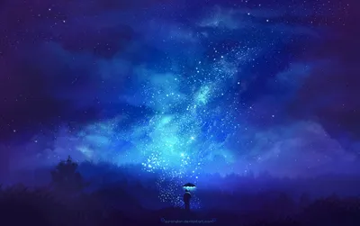 Mesmerizing Anime Fantasy Figure Holding Space Wallpaper 4K 2352x1478 A, Mesmerizing, Hd, Anime, Fantasy, Wallpaper, Features, Figure, Holding, Umbrella, Under, Starry, Black, Blue, Ultrawide, Full HD