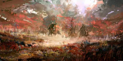Bold Fantasy Wallpaper Nature Wallpaper 4K 3600x1800 A, Fantasy, Warrior, Knight, Stands, In, Misty, Battle-worn, Landscape, Under, Dramatic, Sky, White, Gray, Ultrawide, QHD