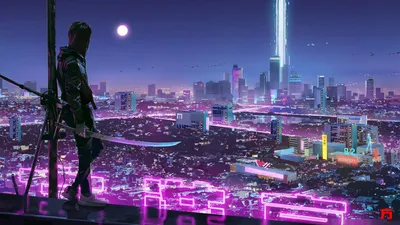 Neon Dawn Cyberpunk Cityscape Vivid World Wallpaper 4K 1920x1080 Brown