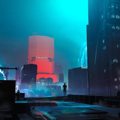 Cyberpunk Cityscape Futuristic World Wallpaper 4K 1600x1600 Yellow, Pink, Red