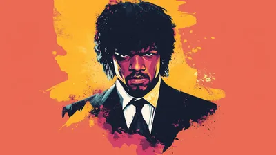 Minimalist Stylized Portrait Samuel Jackson Minimal Wallpaper 4K 2912x1632 Minimalist, Hd, Desktop, Wallpaper:, Featuring, A, Stylized, Portrait, Samuel, Jackson, Character, Movie, Orange, Purple, Ultrawide, QHD