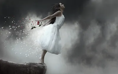 Sleek Fantasy Wallpaper Fantasy Wallpaper 4K 1920x1200 A, Fantasy-themed, Hd, Wallpaper, Featuring, Woman, In, Flowing, White, Dress, Standing, Cliff, Gray, Ultrawide, Full HD