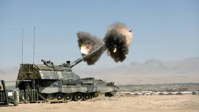Military Tank Firing Desert Nature Wallpaper 4K 1920x1080 Hd, Pc, Desktop, Wallpaper, Featuring, A, Military, Tank, Firing, Desert, Landscape, Mountains, Gray, Ultrawide, Full HD