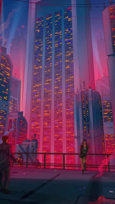 Golden Cyberpunk Wallpaper World Wallpaper 4K 900x1600 Red, Pink