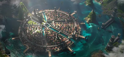 Fantasy City Surrounded Wallpaper 4K, Fantasy category