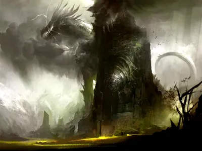 Fantasy Themed Depicting Majestic Fantasy Wallpaper 4K 1600x1200 Fantasy-themed, Hd, Desktop, Wallpaper, Depicting, A, Majestic, Dragon, Looming, Over, Dark, Mystical, Gray, White, Landscape