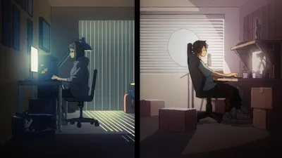 Split Screen Anime Abstract Wallpaper 4K 1918x1078 Split-screen, Duo, Ultrawide
