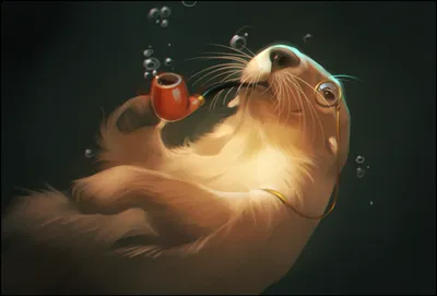 Vibrant Whimsical Wallpaper Fantasy Wallpaper 4K 1920x1303 Hd, Desktop, Wallpaper, Featuring, A, Whimsical, Underwater, Scene, Otter, Wearing, Monocle, Smoking, Brown, Landscape, Full HD