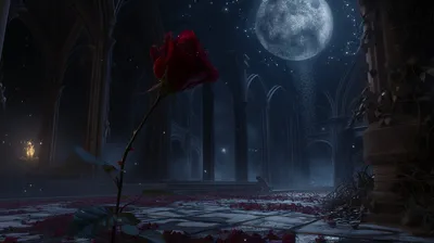 Enchanted Red Rose Prominently Displayed Space Wallpaper 4K 2912x1632 Stunning, Hd, Desktop, Wallpaper, Featuring, An, Enchanted, Red, Rose, Prominently, Displayed, Moonlit, Gray, Ultrawide, QHD