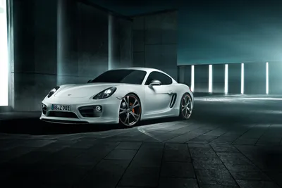 White Cayman Sports Car Cars Wallpaper 4K 3543x2362 White, Porsche, Cayman, Sports, Car, Parked, In, A, Modern, Dimly, Lit, Garage, Gray, Landscape, QHD