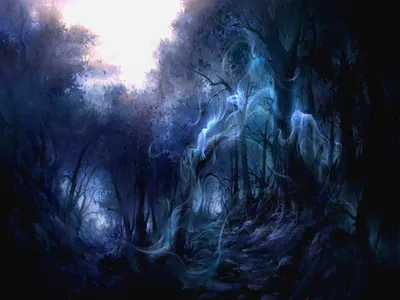 Dark Mystical Forest Ethereal Nature Wallpaper 4K 1600x1200 Hd, Desktop, Wallpaper, Featuring, A, Dark, Mystical, Forest, Ethereal, Ghost-like, Spirits, Swirling, White, Landscape