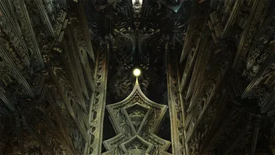 Bold Dark Wallpaper Fantasy Wallpaper 4K 1920x1080 Dark, Gothic, Architectural, Interior, With, Intricate, Fantastical, Designs, Eerie, Lighting, Creating, Dramatic, Brown, Blue, Ultrawide, Full HD