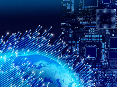 Vibrant Blue Circuit Wallpaper 4K, Technology category