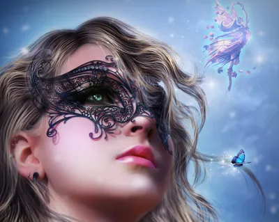 Woman Wearing Ornate Abstract Wallpaper 4K 2480x1979 A, Woman, Wearing, An, Ornate, Mask, Gazes, Upward, Surrounded, Ethereal, Elements, Vibrant, Pink, Gray, Square, Full HD
