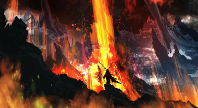 Golden Fantasy Wallpaper Fantasy Wallpaper 4K 6600x3600 A, Striking, Fantasy, Scene, Featuring, Shaman, Silhouetted, Against, Backdrop, Roaring, Flames, Molten, Yellow, Purple, Ultrawide, 4K