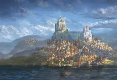Epic Fantasy Wallpaper Fantasy Wallpaper 4K 2000x1369 Hd, Desktop, Wallpaper, Of, A, Fantasy, City, With, Castle-like, Buildings, Perched, Rocky, Pink, Gray, Landscape, Full HD