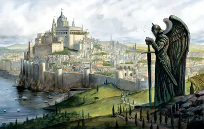 Depicting Fantasy City Fantasy Wallpaper 4K 2160x1368 Hd, Desktop, Wallpaper, Depicting, A, Fantasy, City, With, Majestic, Castle, Towering, Winged, White, Ultrawide, Full HD