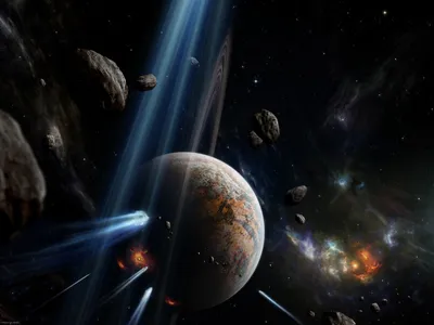Sci Planet Surrounded Asteroids Wallpaper 4K, Space category