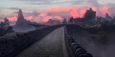 Definition Fantasy Stone Bridge Leading World Wallpaper 4K 3000x1500 A, High-definition, Fantasy, Wallpaper, Featuring, Stone, Bridge, Leading, Ancient, Building, Dramatic, Colorful, Gray, Ultrawide, QHD