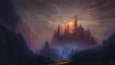 Moody Fantasy Wallpaper World Wallpaper 4K 1920x1080 Fantasy, City, Skyline, With, Towering, Buildings, Bathed, In, Warm, Sunset, Light, Set, Black, Brown, Ultrawide, Full HD