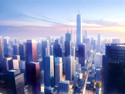 Anime Art Cityscape World Wallpaper 4K 4000x3000 4K, Ultra, Hd, Anime-style, Ai, Art, Cityscape, Desktop, Showing, Sunlit, Skyscrapers, Under, Gray, White, Landscape