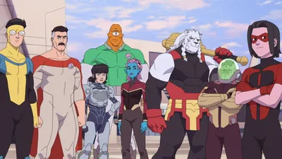 Invincible Diverse Team Animated Abstract Wallpaper 4K 1920x1080 Invincible, Hd, Pc, Desktop, Wallpaper/background:, A, Diverse, Team, Animated, Superheroes, Colorful, Costumes, White, Ultrawide, Full HD