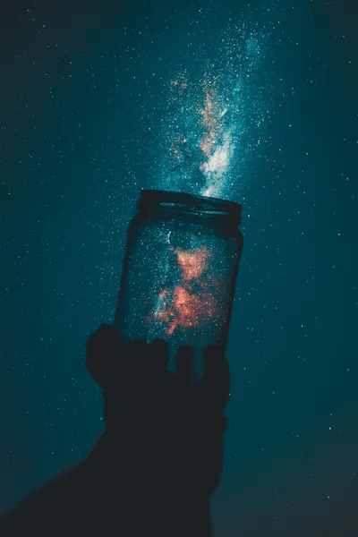 Creative Person Holding Glass Space Wallpaper 4K 2912x4368 Gray, Brown, Green