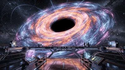 Black Hole Space Station Galaxy Space Wallpaper 4K 1920x1080 Gray, White
