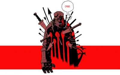 Misty Comic Wallpaper Black/Dark Wallpaper 4K 1440x901 Comic, Hellboy, In, Red, And, Black, Scarred, Armed, Swords, Arrows, Standing, Over, White, Ultrawide