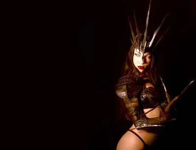 Vivid Dark Wallpaper Black/Dark Wallpaper 4K 1920x1468 Hd, Pc, Desktop, Wallpaper, Featuring, A, Dark-themed, Woman, Elaborate, Spiked, Crown, Armor, White, Orange, Landscape, Full HD
