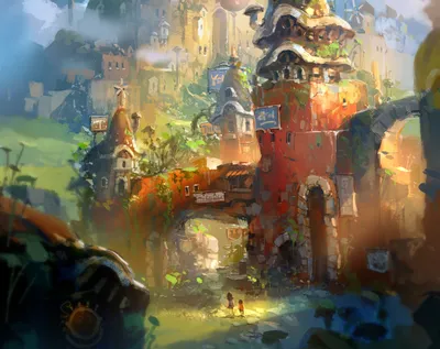 Golden Child Wallpaper World Wallpaper 4K 1920x1523 A, Child, Walks, Through, Vibrant, Fantasy, City, Characterized, Whimsical, Buildings, Lush, Greenery, Brown, Gray, Square, Full HD