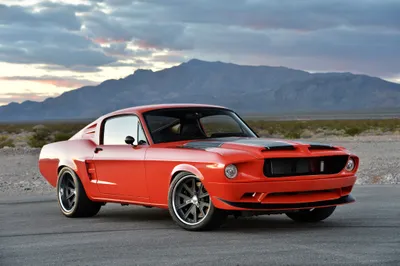 Red Mustang Fastback Muscle Nature Wallpaper 4K 4096x2726 Red, Ford, Mustang, Fastback, Muscle, Car, On, A, Desert, Road;, Mountain, Backdrop, Gray, Brown, Ultrawide, 4K