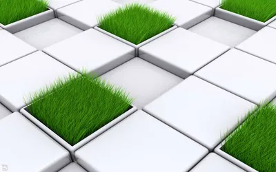 Cgi Abstract Composition White Abstract Wallpaper 4K 1920x1200 Cgi, 3d, Abstract, Composition, Of, White, Cubes, Interspersed, Green, Grass, Patches, Designed, Ultrawide, Full HD