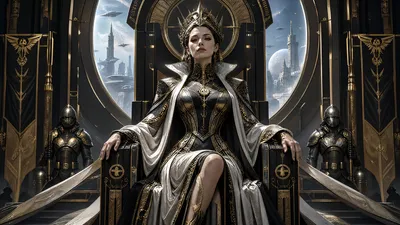Sci Royal Woman Empress Regal World Wallpaper 4K 3840x2160 Sci-fi, Royal, Woman, Empress, In, Regal, Armor, Seated, Ornate, Throne, Armored, Guards, Gray, Brown, White, Ultrawide, 4K