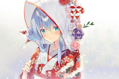 Anime Character Blue Abstract Wallpaper 4K 3000x2000 Anime, Character, With, Blue, Eyes, And, White, Hair, Traditional, Japanese, Clothes, Adorned, Landscape, QHD