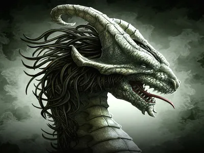 Moody Fantasy Wallpaper Fantasy Wallpaper 4K 1600x1200 Hd, Fantasy, Desktop, Wallpaper, Featuring, A, Detailed, Dragon, Menacing, Expression, Intricate, Scales, White, Gray, Landscape