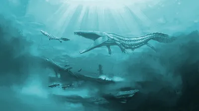 Dinosaurs Swimming Underwater Abstract Wallpaper 4K 1920x1080 An, Hd, Desktop, Wallpaper, Featuring, Dinosaurs, Swimming, Underwater, Sunlight, Streaming, Through, Surface, Pink, Brown, Gray, Ultrawide, Full HD