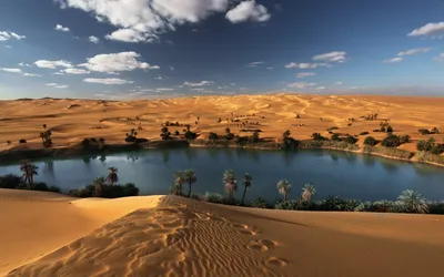 Golden Serene Wallpaper Nature Wallpaper 4K 2560x1600 A, Serene, Oasis, In, The, Sahara, Desert, Featuring, Tranquil, Lake, Surrounded, Golden, Orange, Ultrawide, QHD