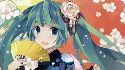 Hatsune Miku Vocaloid Dressed Traditional Abstract Wallpaper 4K 1920x1080 Hd, Desktop, Wallpaper, Featuring, Hatsune, Miku, From, Vocaloid, Dressed, Traditional, Outfit, Holding, Orange, White, Ultrawide, Full HD