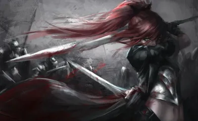 Dark Definition Wallpaper Fantasy Wallpaper 4K 4715x2894 A, High-definition, Fantasy, Wallpaper, Featuring, Fierce, Woman, Warrior, Red, Hair, Ponytail, Brandishing, Gray, Ultrawide, 4K