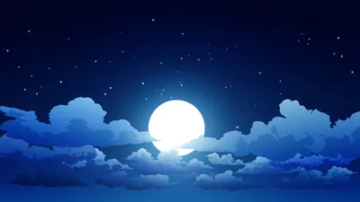 Night Sky Moon Wallpaper 4K, Space category