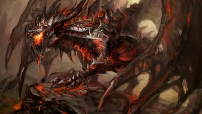 Moody Dark Wallpaper Fantasy Wallpaper 4K 1920x1080 A, Dark, Fearsome, Dragon, Deathwing, From, World, Of, Warcraft, Looms, Over, Jagged, Gray, Brown, Ultrawide, Full HD