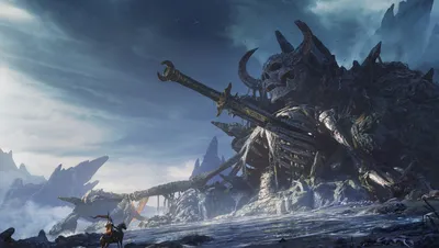 Dark Colossal Skeletal Warrior Black/Dark Wallpaper 4K 1920x1084 Dark, Hd, Pc, Desktop, Wallpaper, Of, A, Colossal, Skeletal, Warrior, Fortress, Horned, Gray, Ultrawide, Full HD