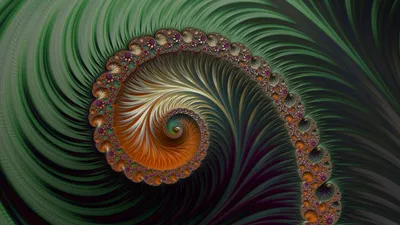 Dark Green Abstract Black/Dark Wallpaper 4K 7680x4320 Dark, Green, Abstract, Fractal, Spiral, With, An, Orange, Core, Decorative, Beaded, Rim, Brown, Ultrawide, 4K