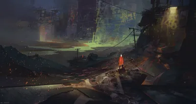 Bold Sci Wallpaper Black/Dark Wallpaper 4K 1920x1022 A, Sci-fi, Post-apocalyptic, City, In, Ruin, Under, Dark, Moody, Sky, Scattered, Debris, Gray, Ultrawide, Full HD