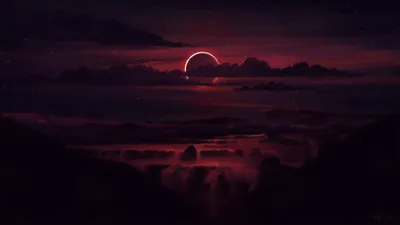 Dark Red Moon Wallpapersok Wallpaper 4K, Space category