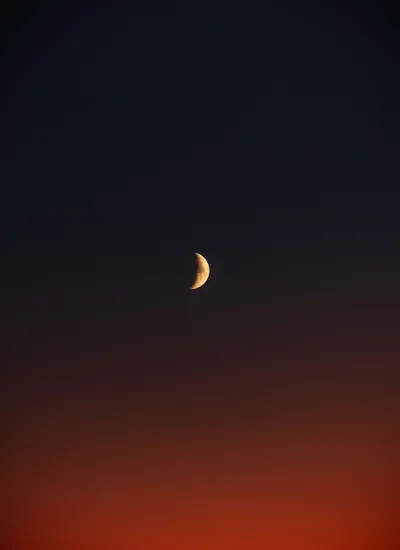 Moon Seen Sky Sunset Wallpaper 4K, Nature category