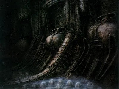 Dreamy Depicting Wallpaper Black/Dark Wallpaper 4K 1600x1200 Hd, Pc, Desktop, Wallpaper, Depicting, A, Dark, Eerie, Alien:, Movie, Scene, Biomechanical, Gray, Teal, Landscape